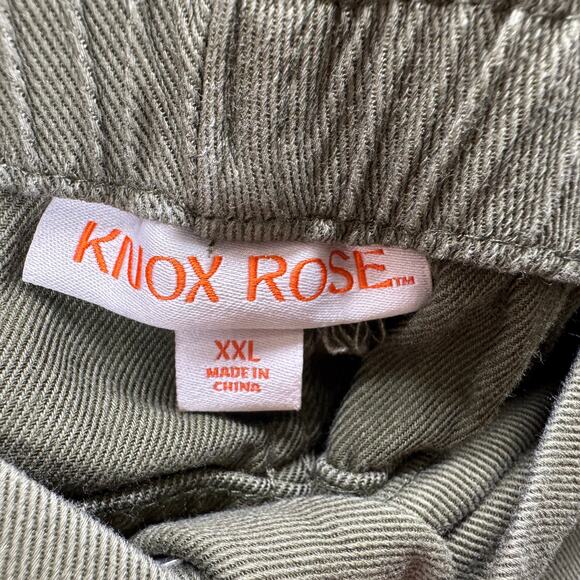 Knox Rose Womens Olive Green Button Fly Tapered Pants Size XXL Elastic Waist - Picture 6 of 6
